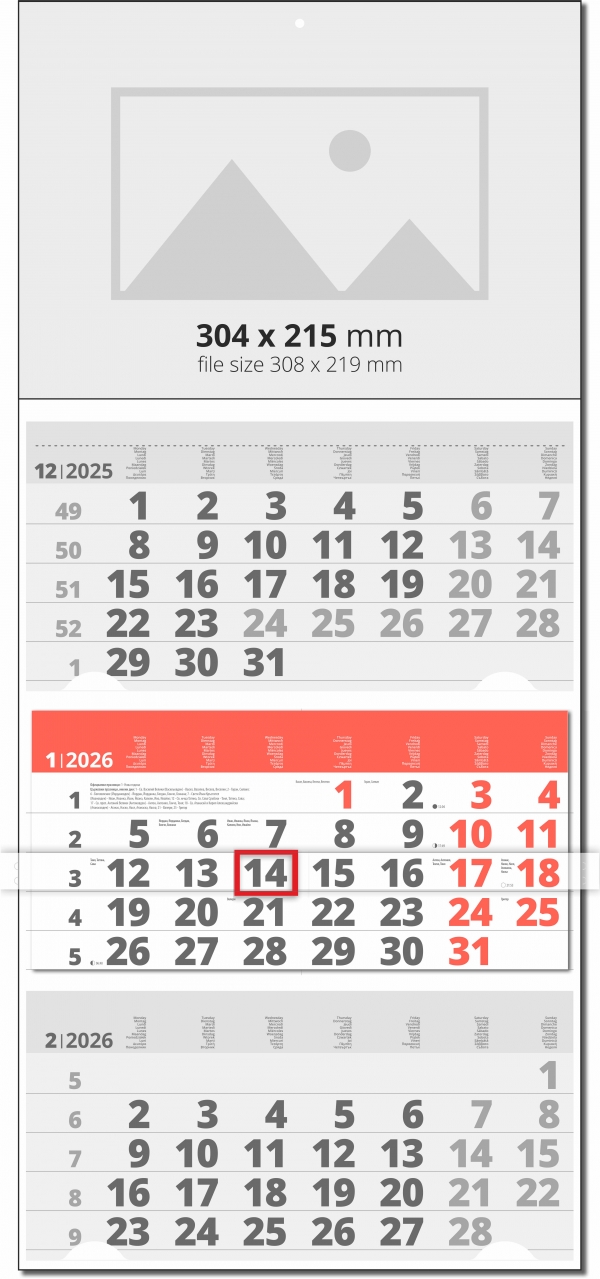 Calendar Universal Grey/Orange